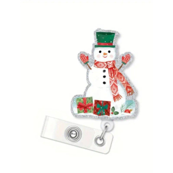 Unbranded Accessories - Christmas Snowman Badge Holder White Red